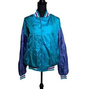 Vintage MVP Corp Blue and Purple Satin Sports Jacket Women's S Small